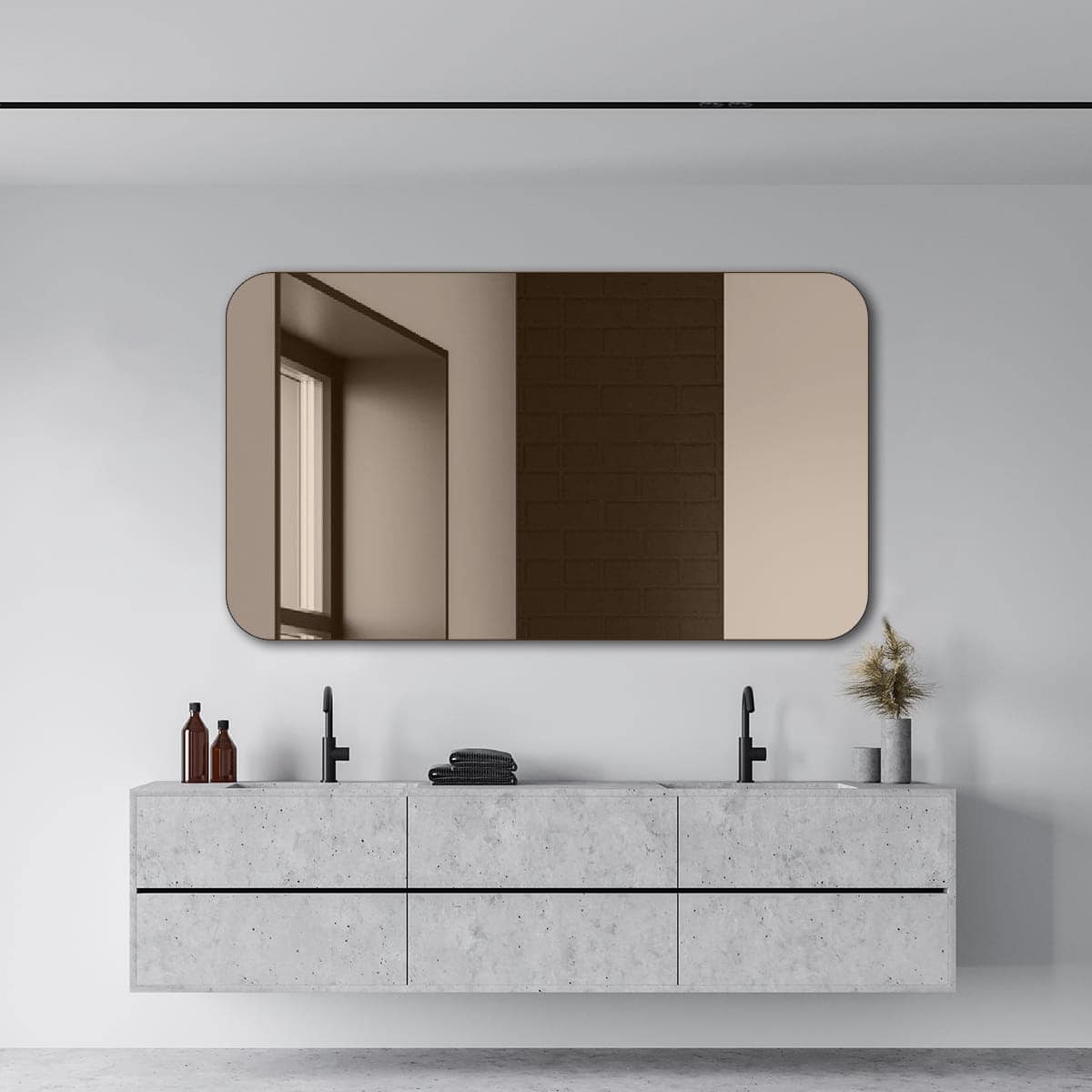 Lustro Łazienkowe Tradycyjne Nietypowe Kształty 01 Brązowe