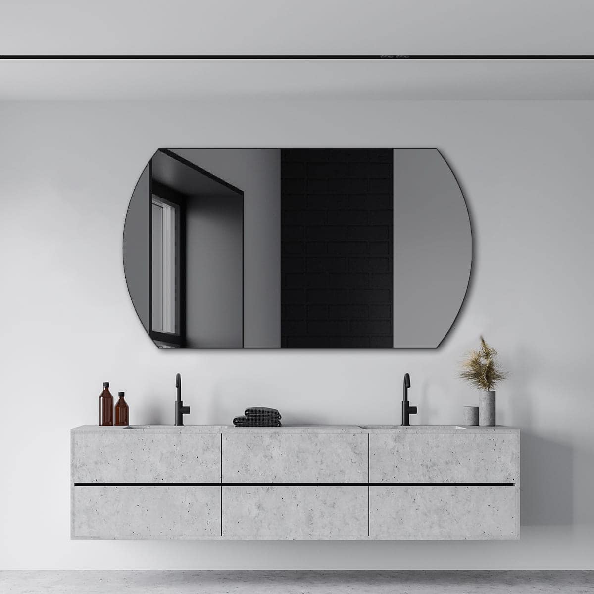 Lustro Łazienkowe Tradycyjne Nietypowe Kształty 03 Grafitowe