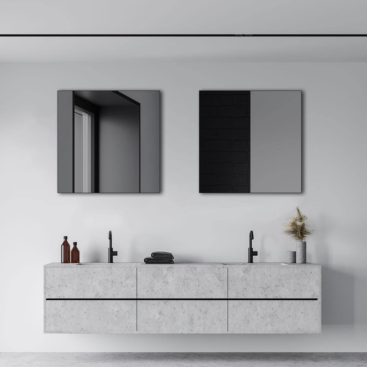 Lustro Łazienkowe Tradycyjne Kwadratowe Grafitowe